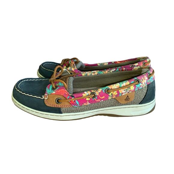 Sperry Boat Shoes US 7.5 Floral Angelfish STS91741 Topsider Loafers Slip On EUC - Picture 2 of 7